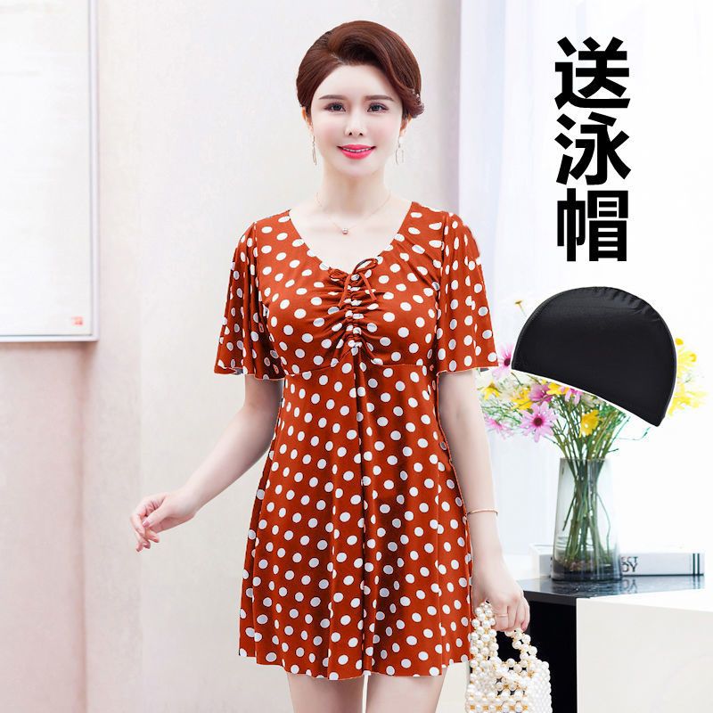 Mom Swimsuit Conservative Fashion Plus Sized Plus Size Hot Spring