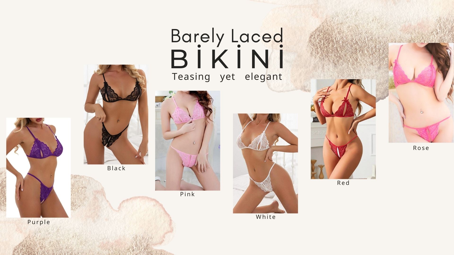 Set Barely Laced Bikini Set Stylish Fashionable Trendy Lingerie
