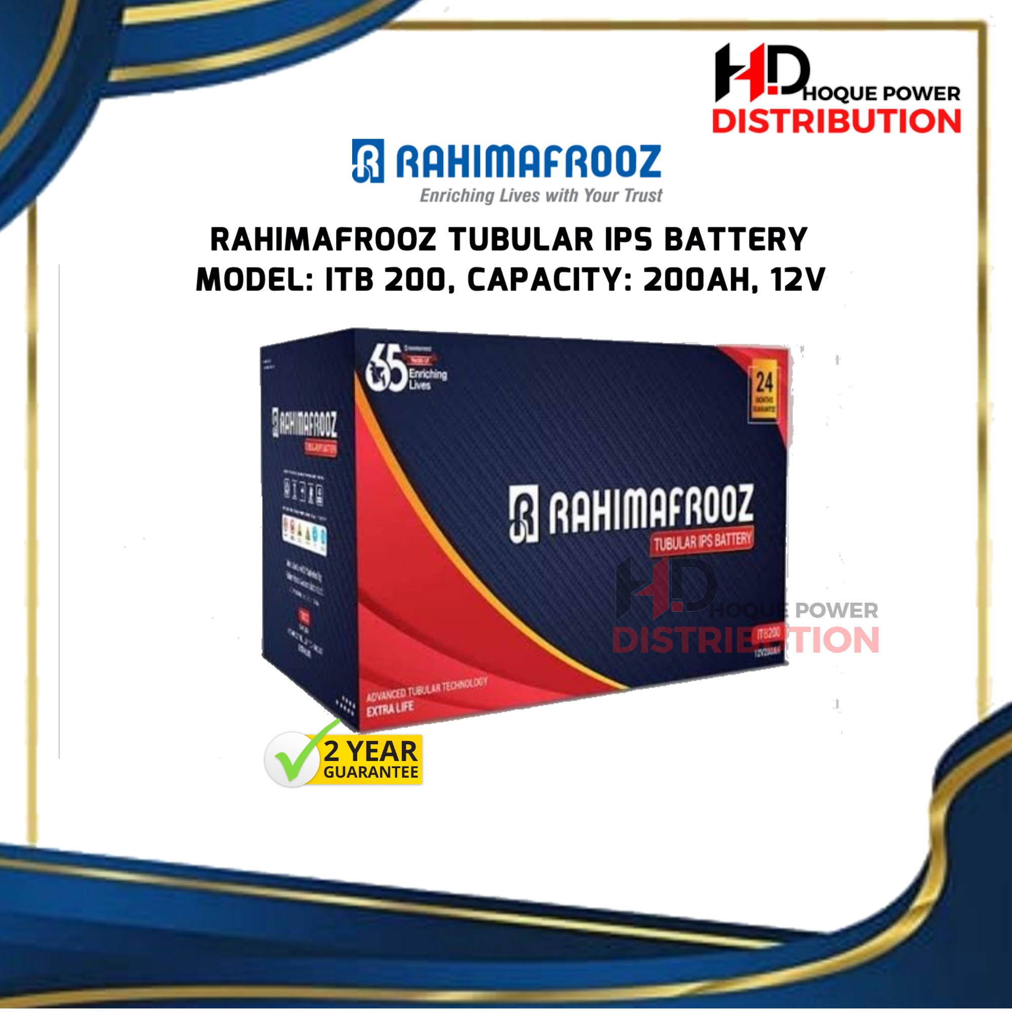 Rahimafrooz Flat Tubular Battery Ah Itb Years Guarantee