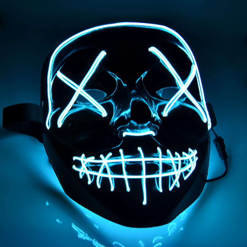 Led Mask Halloween Scary Mask Cosplay Led Costume Mask El Wire Light Up