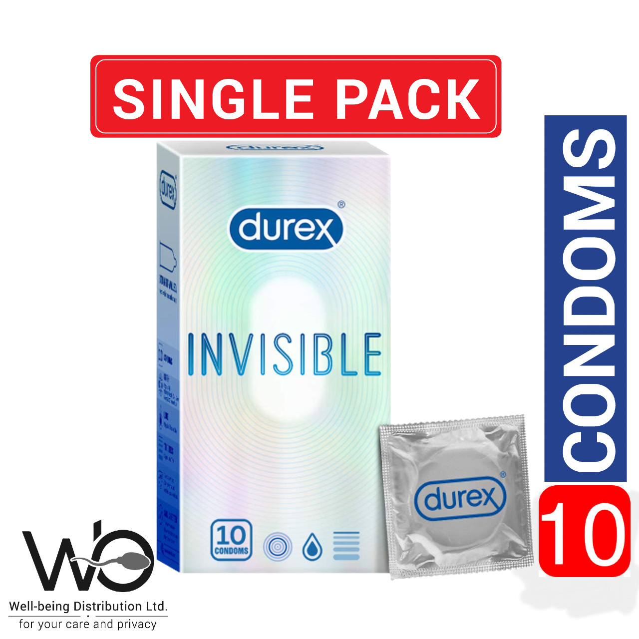 Durex Invisible Super Ultra Thin Condom Large Single Pack Pcs