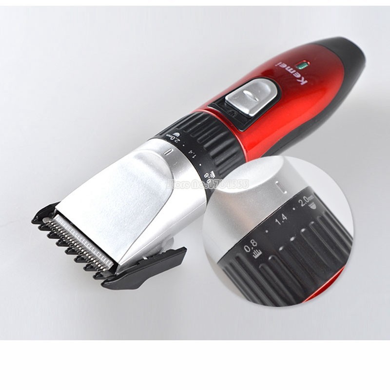 Red Kemei KM-730 Rechargeable Wireless Hair Clipper Professional Shaving Machine Razor Barber Cutting Beard Trimmer Men's Care-5