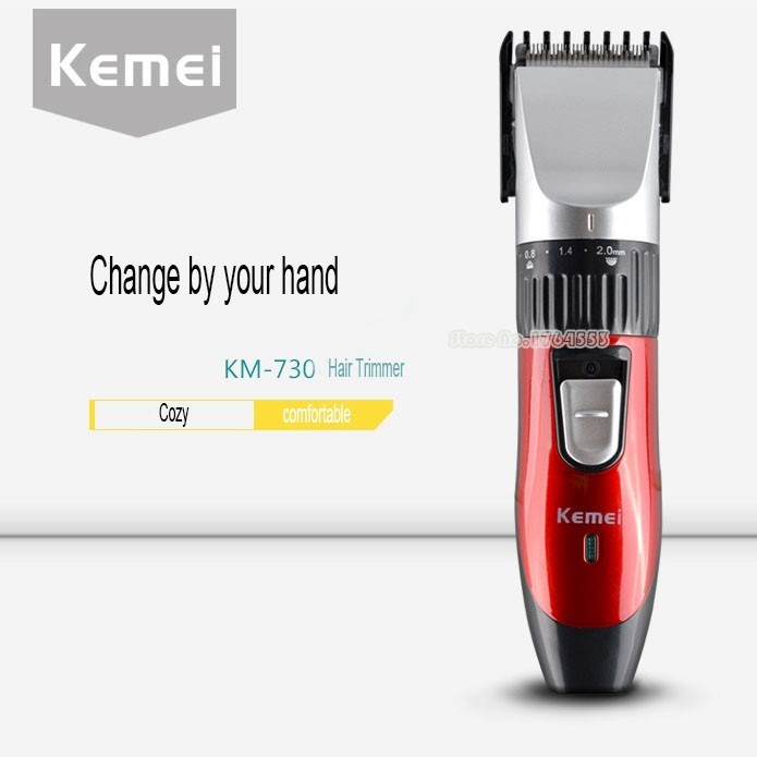 Red Kemei KM-730 Rechargeable Wireless Hair Clipper Professional Shaving Machine Razor Barber Cutting Beard Trimmer Men's Care-6