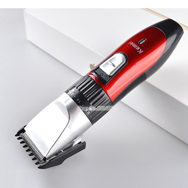 Red Kemei KM-730 Rechargeable Wireless Hair Clipper Professional Shaving Machine Razor Barber Cutting Beard Trimmer Men's Care-8
