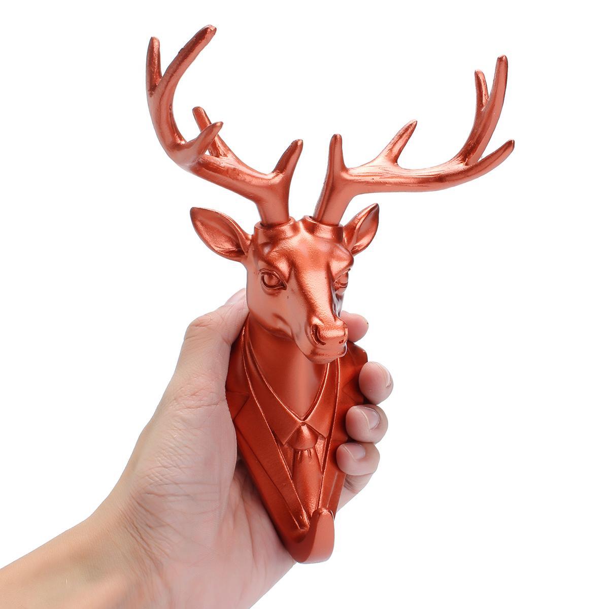 Tie Suit Deer Stag Head Hook Wall Mount Hanger Rack Holder Poly Resin Home Decor. 
