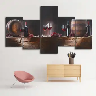 5 Panel Large Hd Printed Canvas Print Painting Casks Wine Home Decoration Wall Pictures For Living Room Wall Art On Canvas Small Size