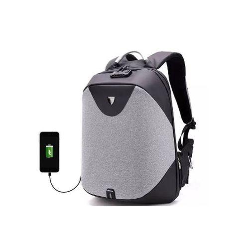 Water Resistant Anti Theft Hidden Zipper Backpack - Black and Grey. 