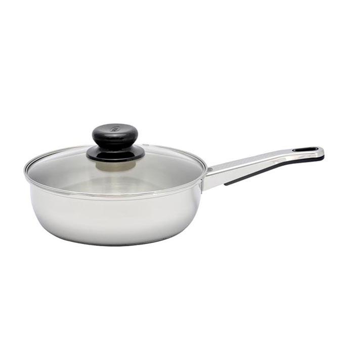 Stainless Steel Frying Pan with Glass Lid -22 - Silver. 