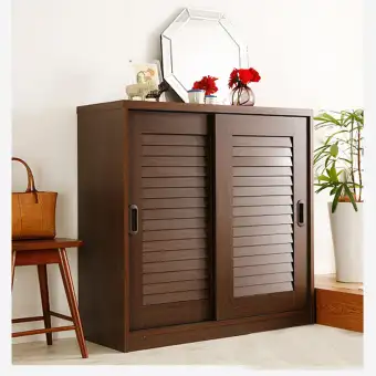 Malaysian Processed Wooden Shoe Cabinet Sliding Door Brown Buy