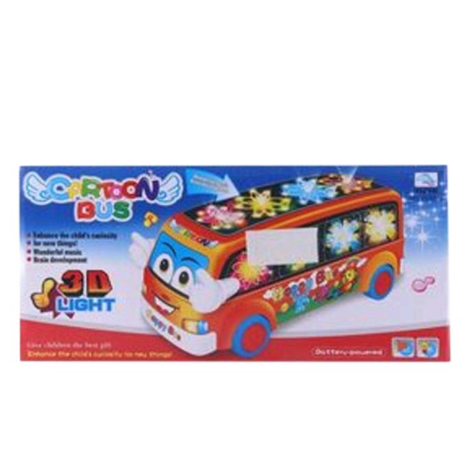 3D Light Cartoon Bus - Multi-Color. 