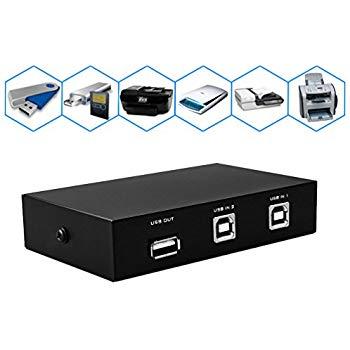 Printer Sharing Switch Hub For 2 Pc - 1 Printer-Black - Usb Hub - Efficient Printing Solution For Any Season. 