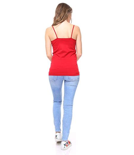Red Color 100% Cotton Active Basic Premium Seamless Tank Top For Women/Girls. 