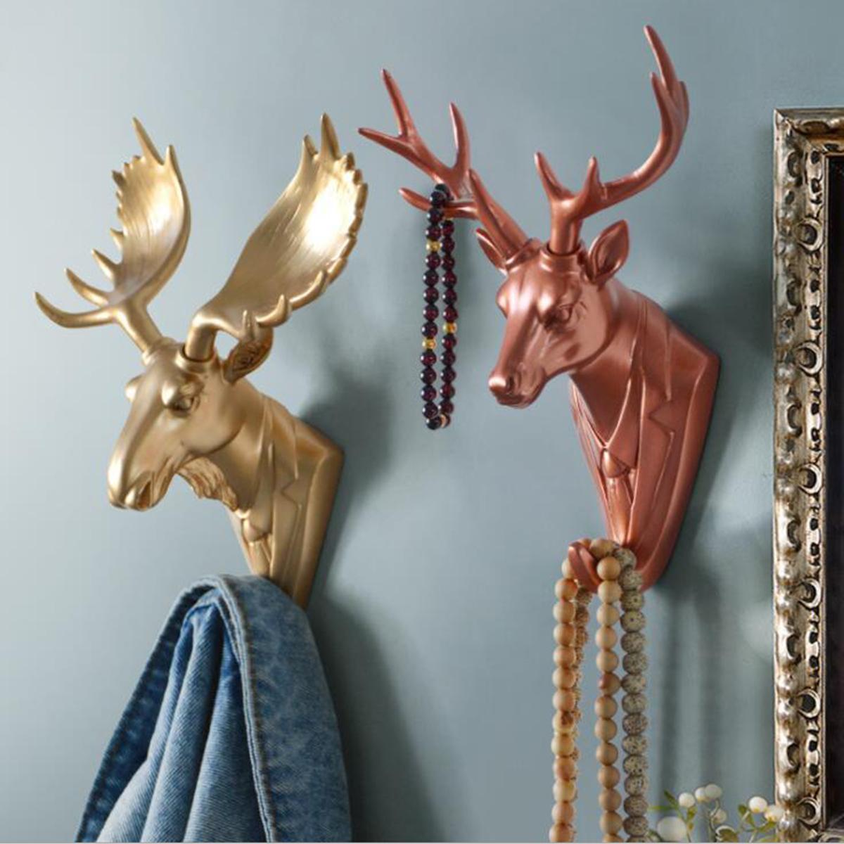 Tie Suit Deer Stag Head Hook Wall Mount Hanger Rack Holder Poly Resin Home Decor