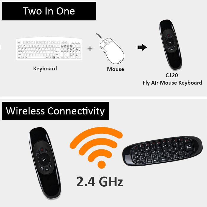 C120 Wireless Fly Air Mouse Keyboard for Android TV Box - Enjoy Convenient Control and Netflix Subscription - Enhance Your TV Experience. 
