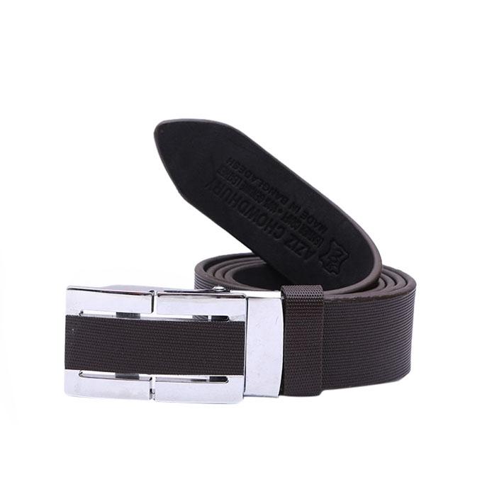 Black Leather Casual Belt For Men