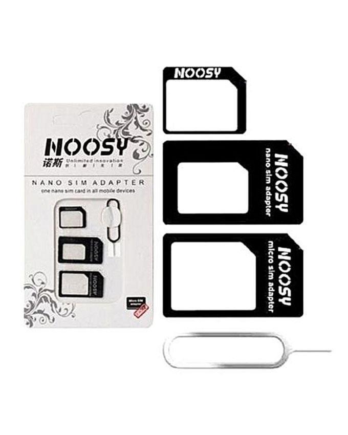 4 in 1 Noosy Micro Nano Sim Card Adapter - Black. 