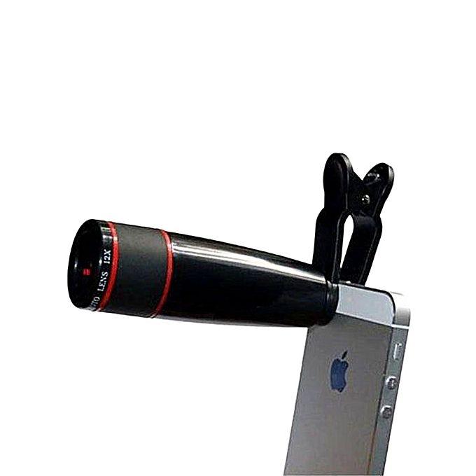 12X Zoom Mobile Phone Telescope Lens - Black