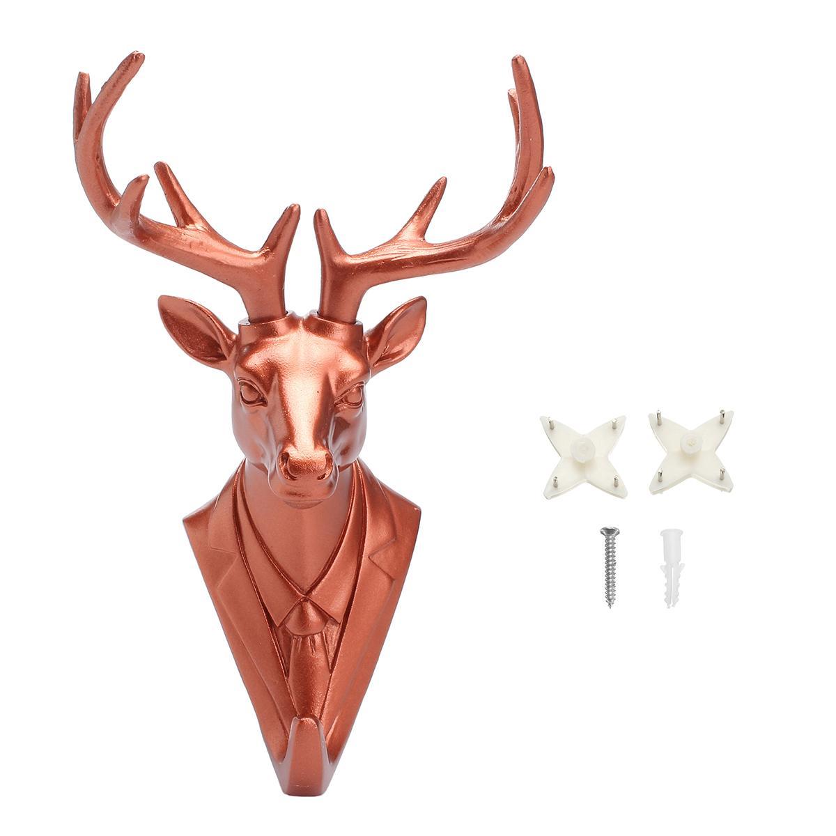 Tie Suit Deer Stag Head Hook Wall Mount Hanger Rack Holder Poly Resin Home Decor. 