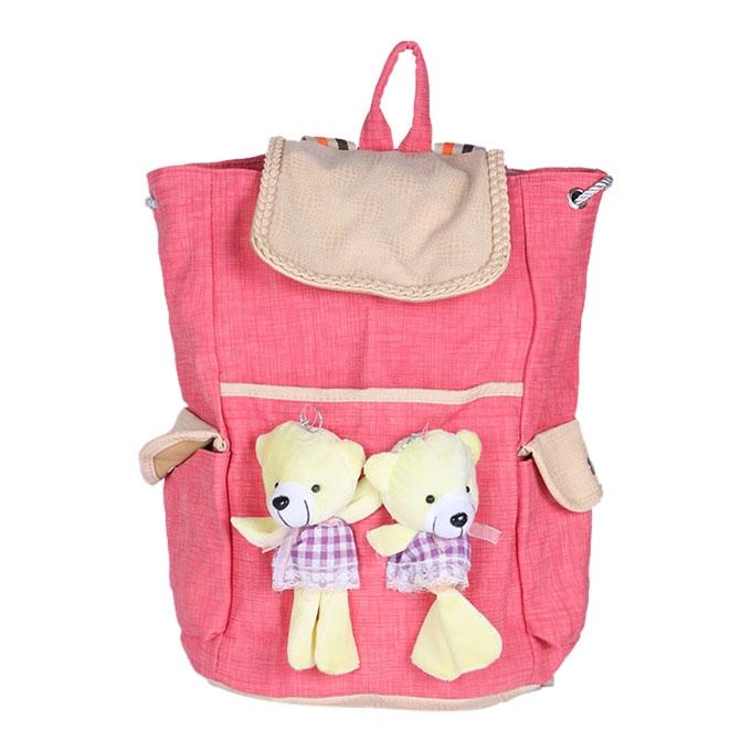 Pink Synthetic Backpack For Women 