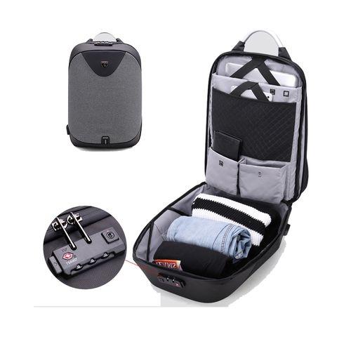 Water Resistant Anti Theft Hidden Zipper Backpack - Black and Grey. 