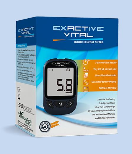 Exactive Vital Blood Glucose Test Meter With Free Strip -1Box 5Divice. 