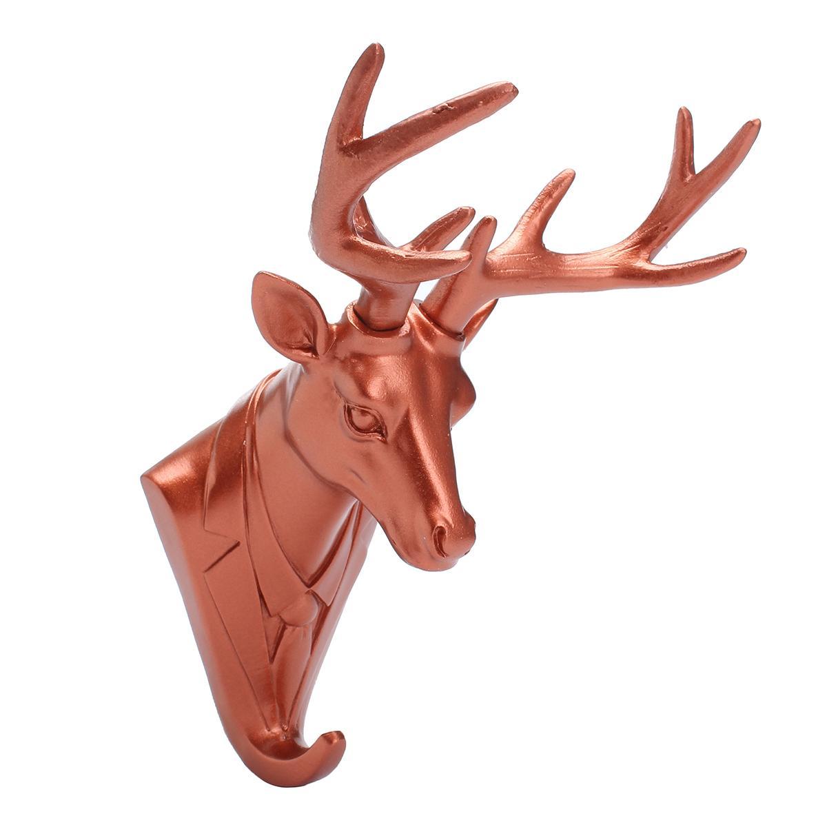 Tie Suit Deer Stag Head Hook Wall Mount Hanger Rack Holder Poly Resin Home Decor. 