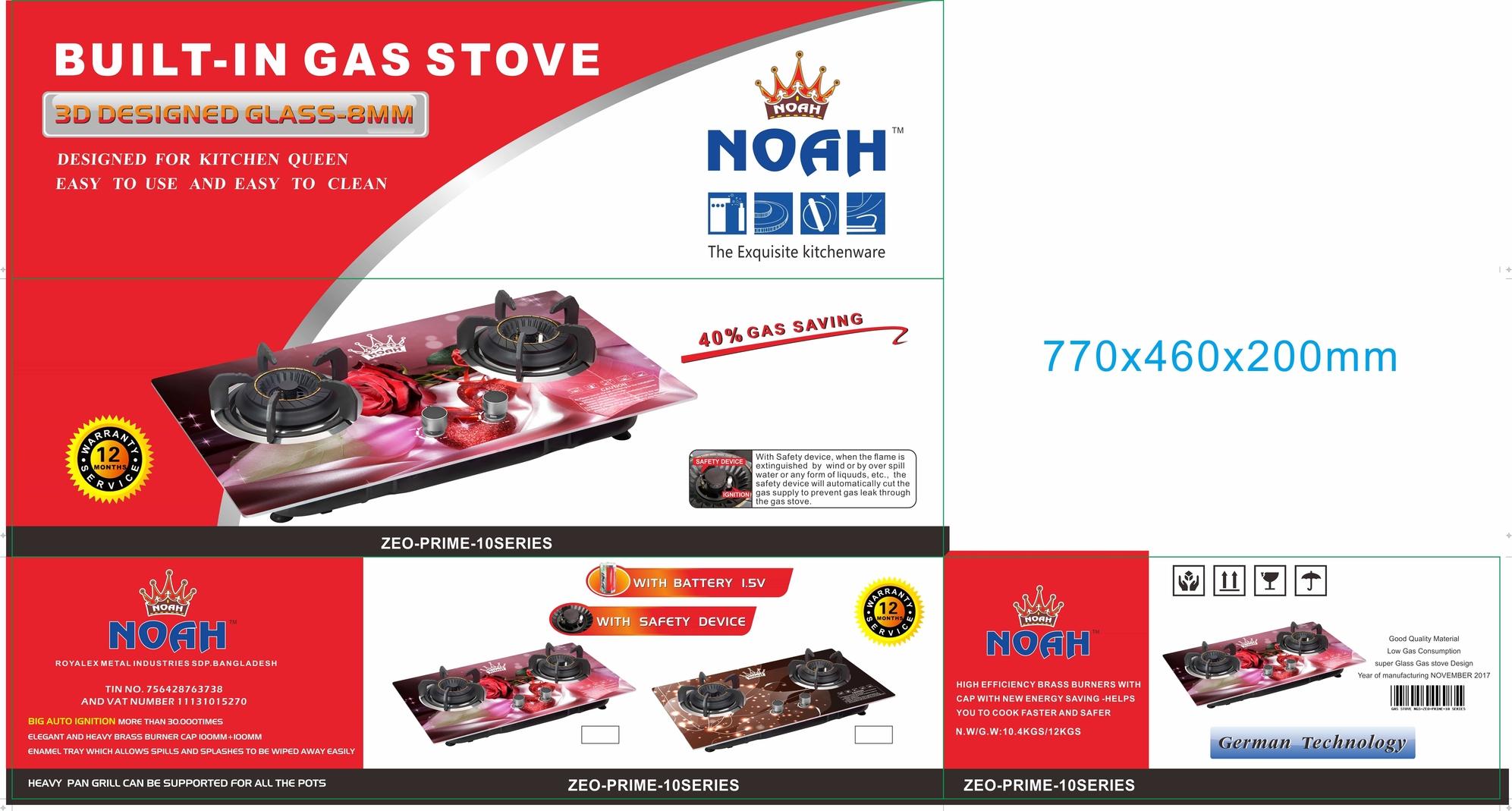 NOAH Digital Print Built-In Gas Stove with Safety Device. 