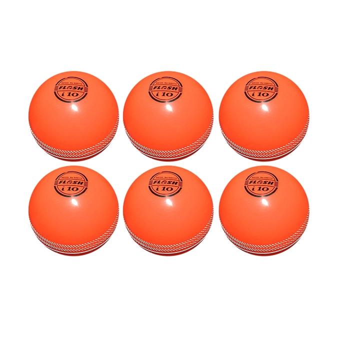 i-10 Flash Cricket Ball - 6Pcs - Red. 