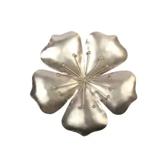 Large Metal Flower Wall Decor In Matte Antique Finish Metallic Beige