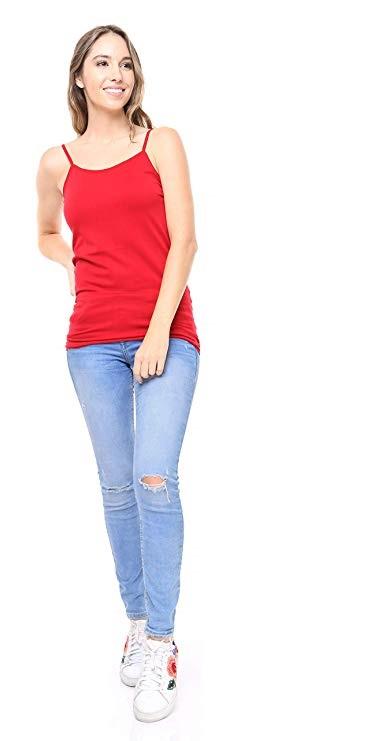 Red Color 100% Cotton Active Basic Premium Seamless Tank Top For Women/Girls. 