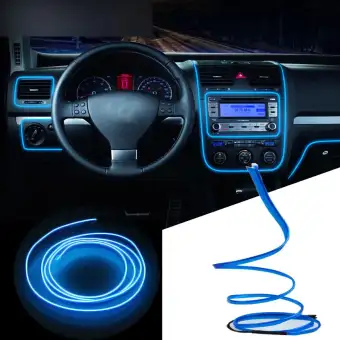 Portable Super Bright 12v Led Flexible Neon El Wire Auto Lamp Light Strip For Car Interior Decoration Red 5m