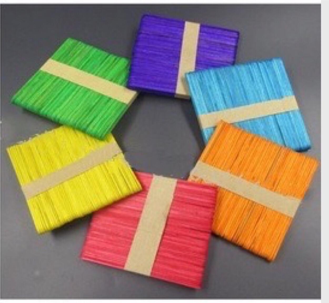 Solid Coloured Wooden pop-sticks - 6 packs