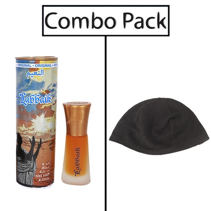 Combo of Men's Black Tupi and Labbaik Attar - 6ml