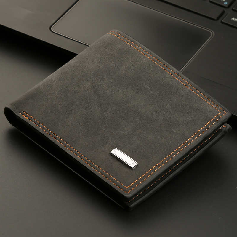 New men's short wallet, driver's license, inner zipper, card holder, youth fashion casual large capacity cowhide wallet