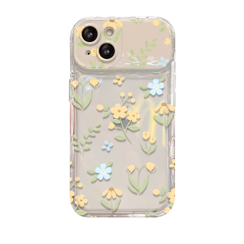 Suitable for Apple 14promax Phone case ipone13 Full Screen Floral Chain 15 Flip Mirror 7 Transparent Drop-Resistant. 