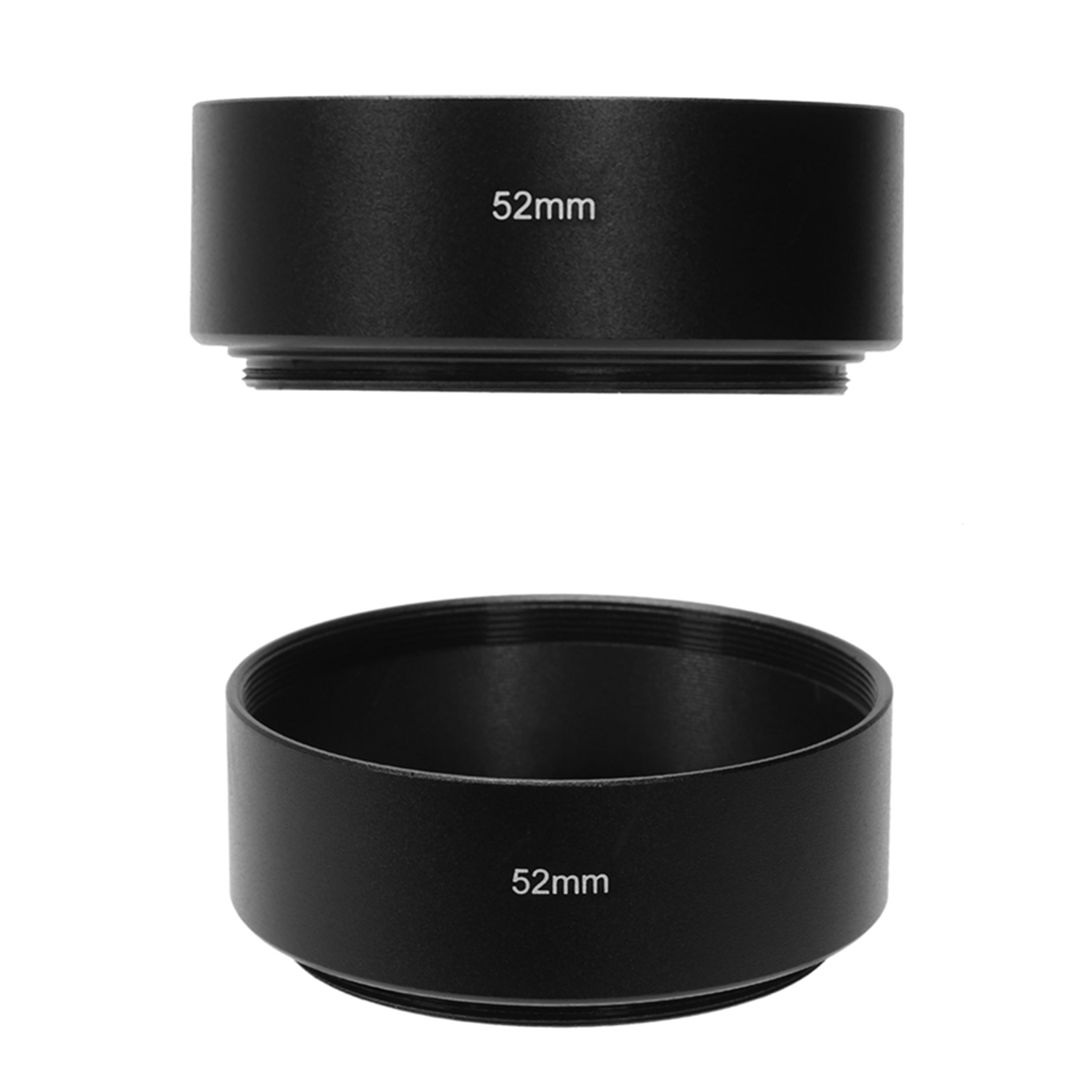 2 Pcs Mount Standard Metal Lens Hood for Canon Nikon Pentax Sony Olympus, 52Mm & 55Mm - Black