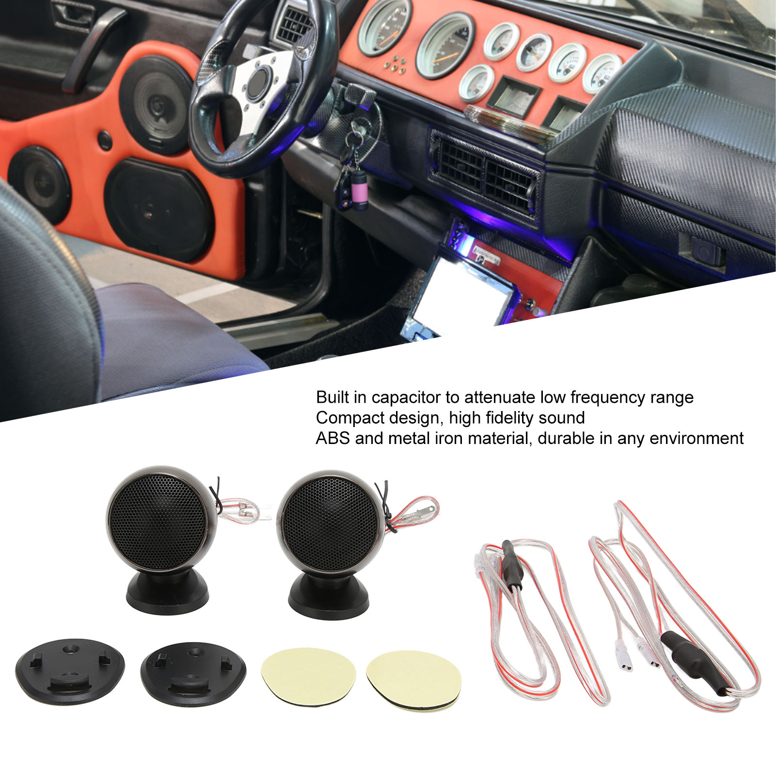 Dome Tweeter, Compact Design Car Tweeter Built in Capacitor 25mm for Car Audio Systems. 