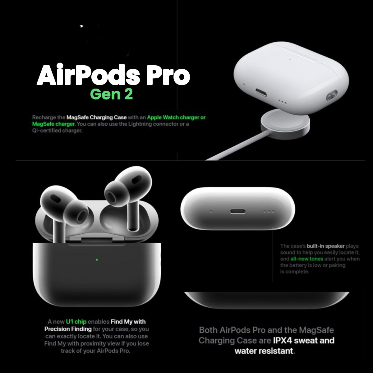 AirPods Pro 2nd Generation Bluetooth Headphone Active Noise Cancelling - Best Earbuds - ANC. 