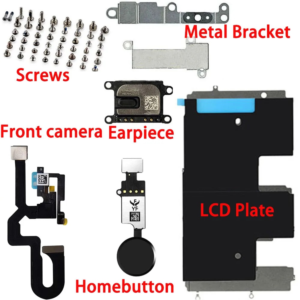 Full Lcd Parts For iPhone 7 7P 8 Plus Front Camera Home Button Flex Cable Ear Speaker Full Set Screws Repair Replacement. 