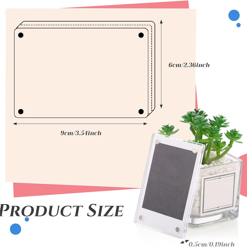 15 Pieces Mini Double Sided Refrigerator Magnet Picture Frame Clear Frameless Display Frame. 