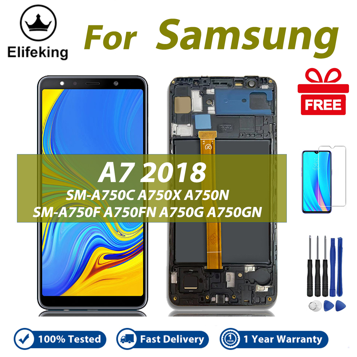 LCD With Frame For Samsung Galaxy A7 2018 A750 A750F A750G Display Touch Screen Digitizer Assembly Replacement Parts