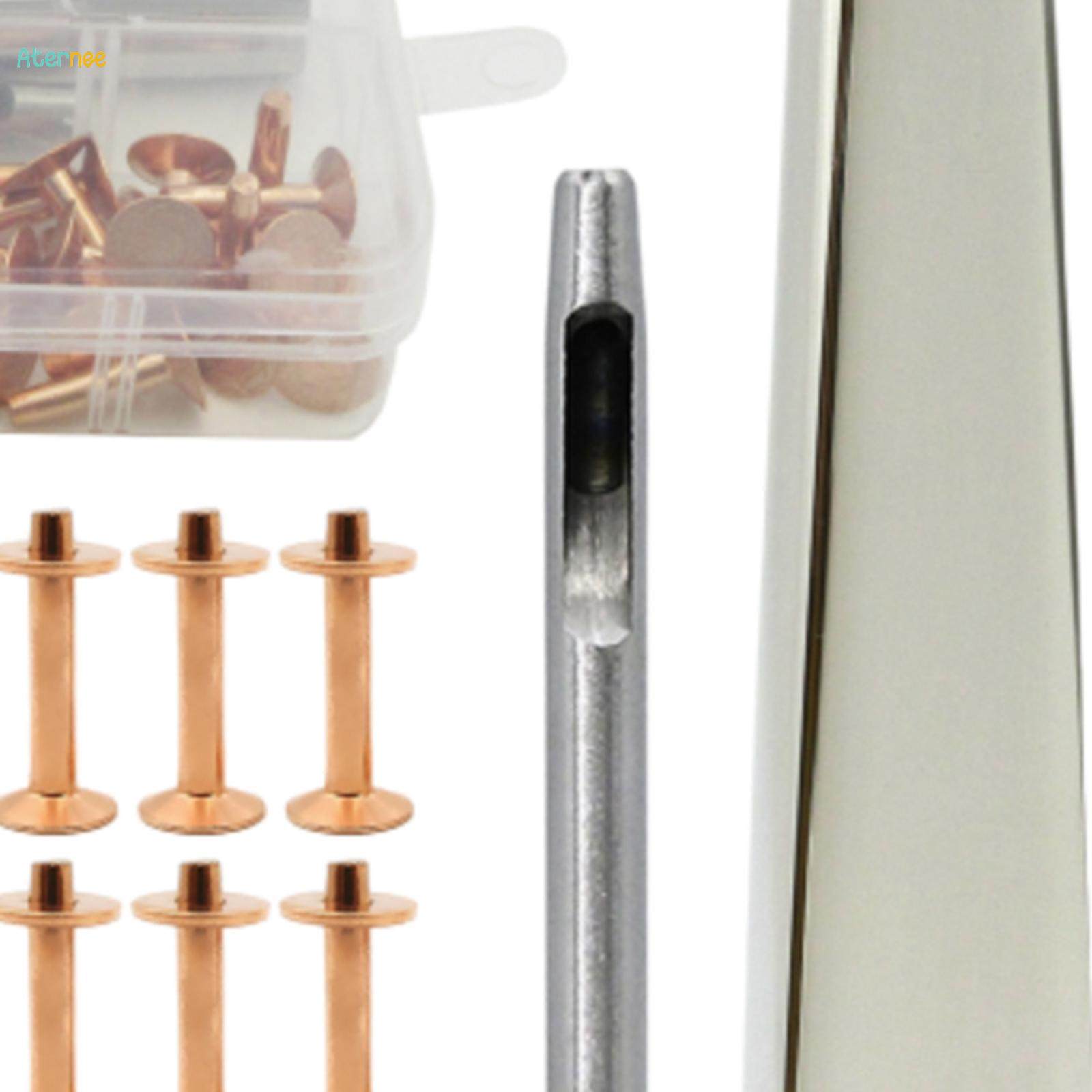Leather Rivet Copper Rivets with Setting Tool Metal Studs Leather Crafting Double Cap Rivets Leather Crafting Tool for DIY Leather Craft. 