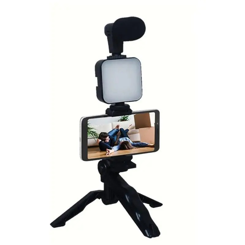 Vlogging Camera Kit Content Creator For Podcast And Vlogging Tripod Phone Holder Vlogger Kit With LED Light For Vlogging_D Shop