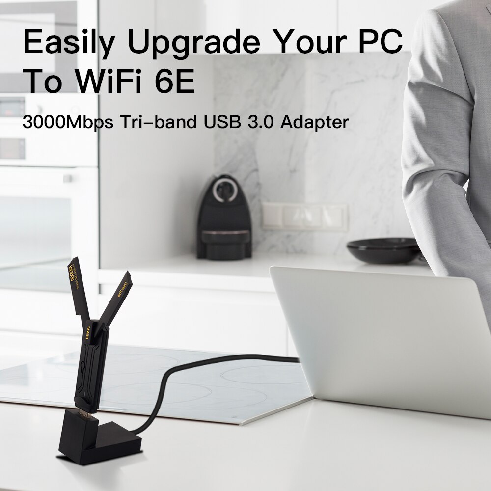 FENVI WiFi 6E AX3000 USB 3.0 WiFi Adapter 3000Mbps Tri-Band 2.4G/5G/6GHz Wireless Network Card WiFi6 Dongle Driver Free Win10/11. 