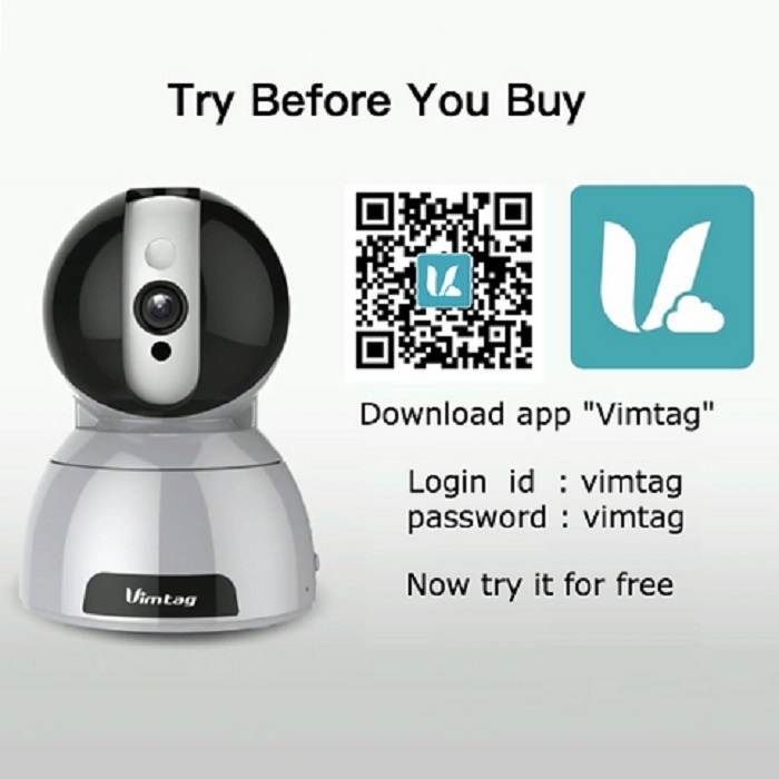 Vimtag CP3 PTZ Smart Cloud IP Indoor Security WiFi Camera. 