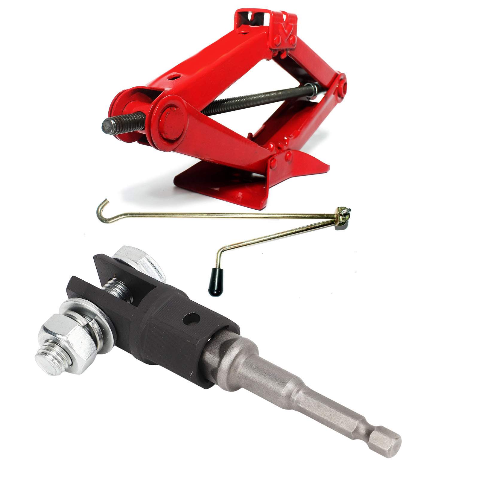 Scissor Jack Adapter, Scissor Jack Socket Adapter Heavy Duty 1/2inch for Double Hole Scissor Jacks. 