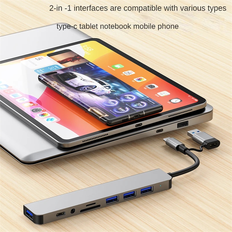 8-IN-2 USB HUB 3.0 USB-C HUB Docking Station Gbps High Speed Transmission USB Splitter Type C to USB OTG Adapter For Macbook Pro. 