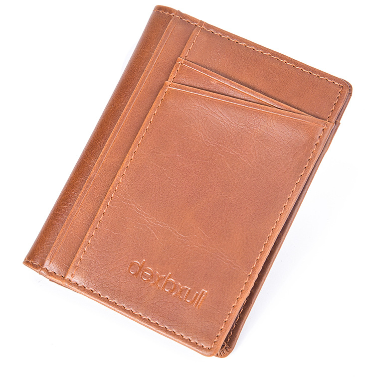 Men Genuine Leather Vintage Multi-Card Slots Bus Card Holder Mini Small Wallet main image 0