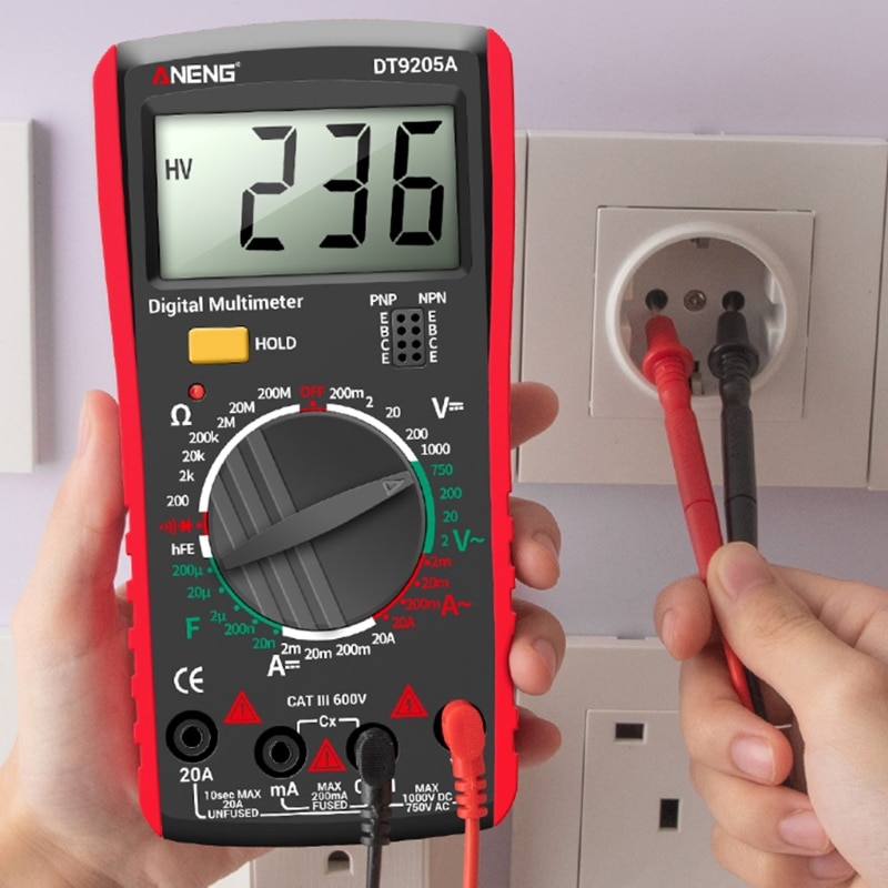 Digital Multimeter AC/DC hFE Transistor Capacity Diode Tester Electrical Tools Voltage Meter Smart Multimetro Tester. 