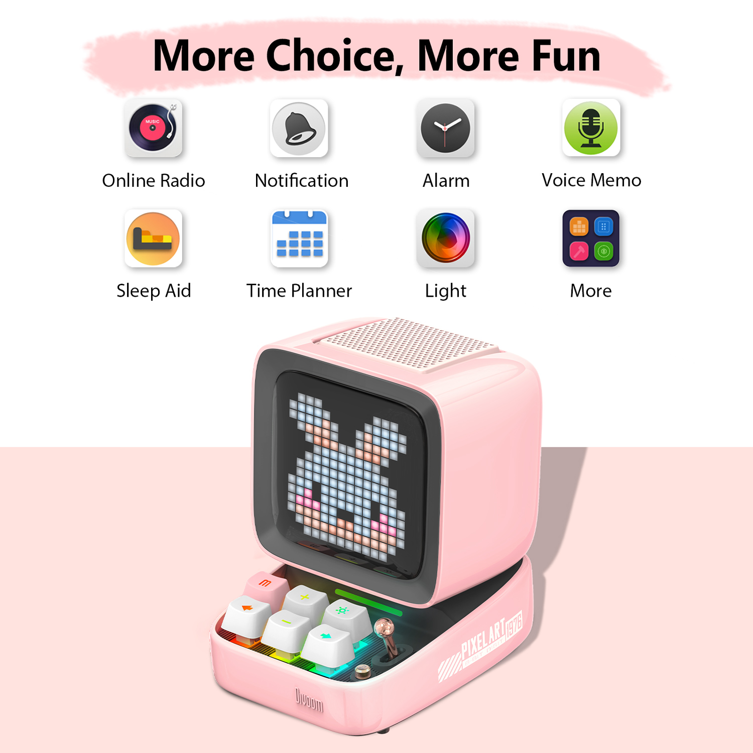Divoom Ditoo-Pro Portable Bluetooth Speaker Retro Pixel Art Alarm Clock DIY LED Display Board, Cute Gift Home Light Decoration. 